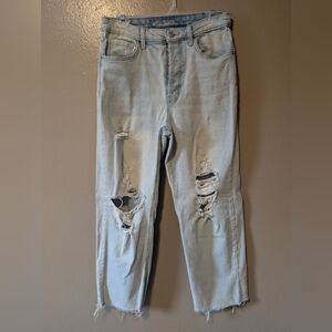 Wild Fable High Rise Straight Jeans Women's 8 Light Wash Button Fly Distressed